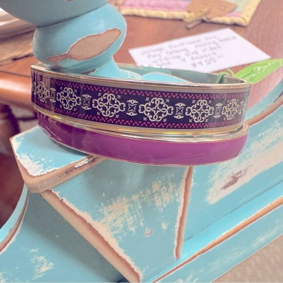 Vera Bradley Womens Bracelet Canterberry Magenta Bangle‎ Set NWT Boho - Picture 2 of 5
